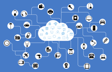 a cloud surrounded by various icons to show everything is connected through the cloud
