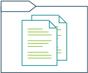 Image of documents within a folder, indicating document management.