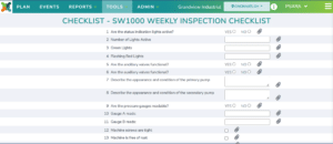 screenshot of an online stormwater inspection checklist on PlanTRAK environmental compliance software