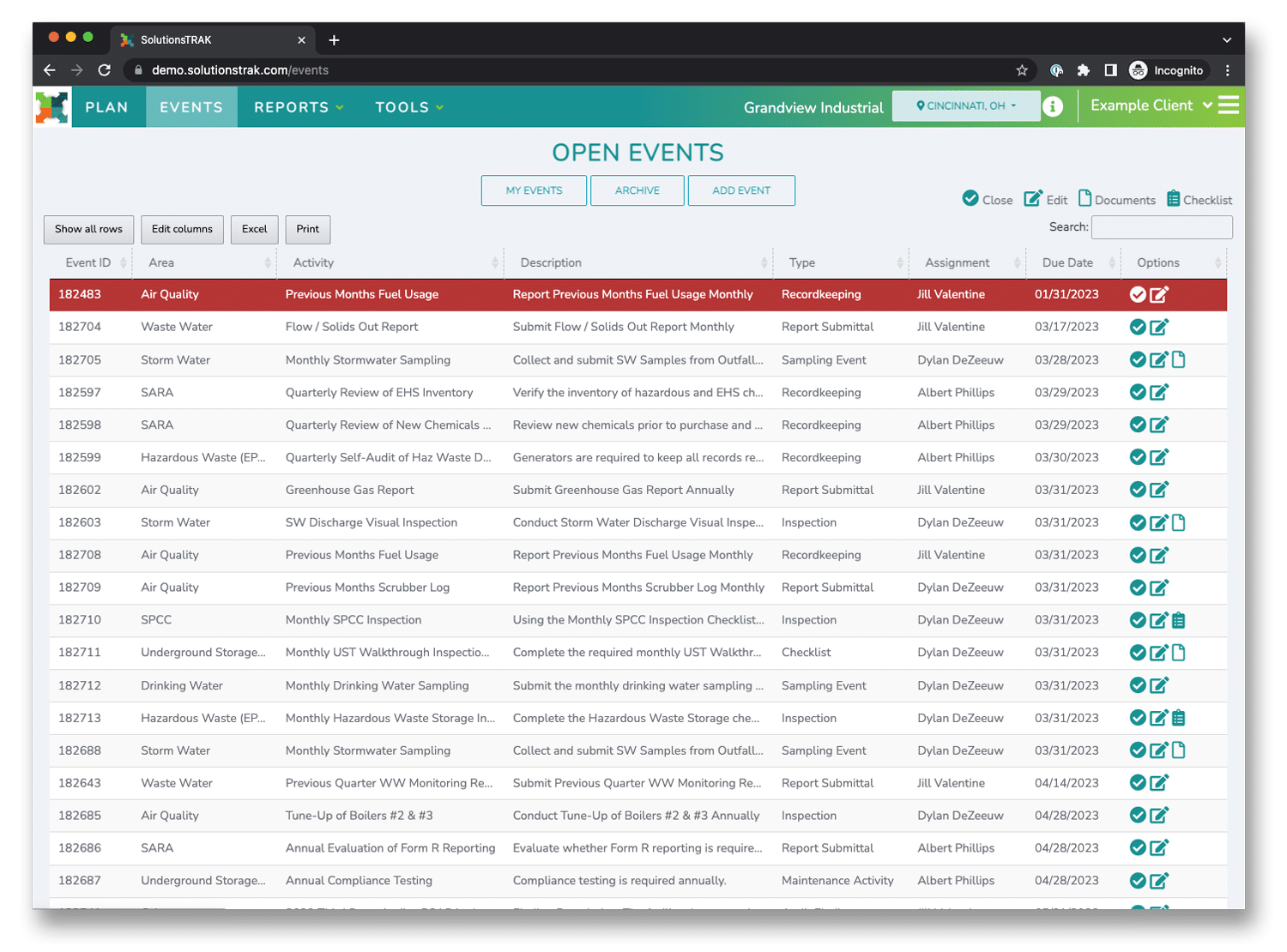 Plantrak Screen Example